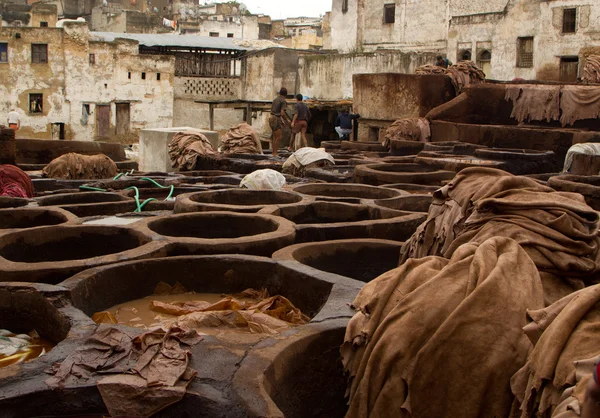 Morocco Fez Tannery close up view Stock Photo